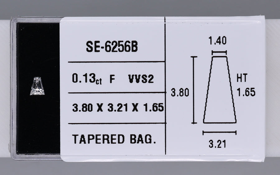 0.13 Carat Natural F VVS2 Tapered baguette Diamond SE-6256B