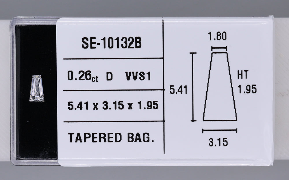 0.26 Carat Natural D VVS1 Tapered baguette Diamond SE-10132B