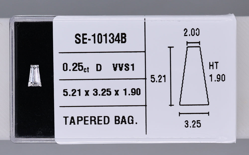0.25 Carat Natural D VVS1 Tapered baguette Diamond SE-10134B