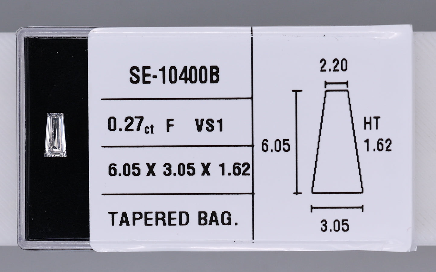 0.27 Carat Natural F VS1 Tapered baguette Diamond SE-10400B