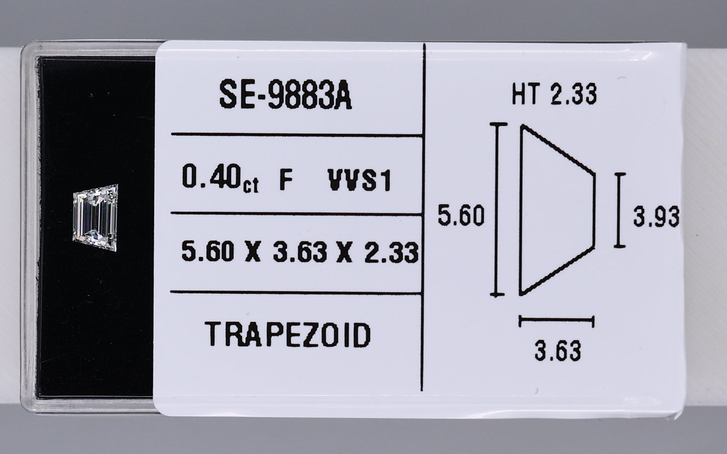 0.40 Carat Natural F VVS1 Trapezoid Diamond SE-9883A