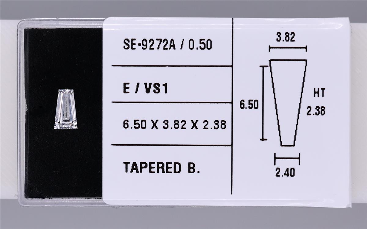 0.50 Carat Natural E VS1 Tapered baguette Diamond SE-9272A