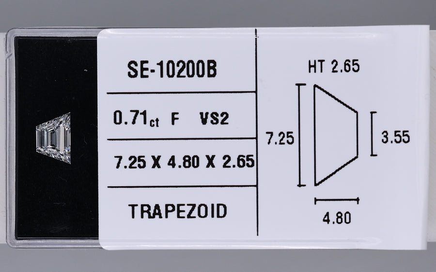 0.71 Carat Natural F VS2 Trapezoid Diamond SE-10200B