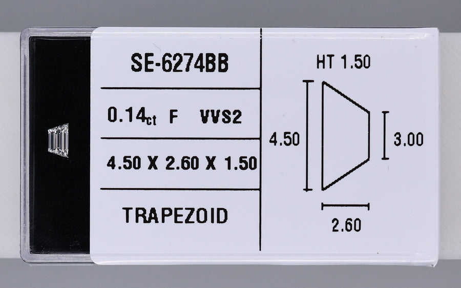 0.14 Carat Natural F VVS2 Trapezoid Diamond SE-6274BB