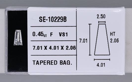 0.45 Carat Natural F VS1 Tapered baguette Diamond SE-10229B
