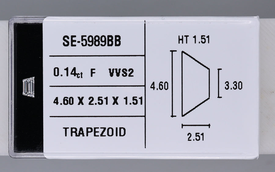 0.14 Carat Natural F VVS2 Trapezoid Diamond SE-5989BB