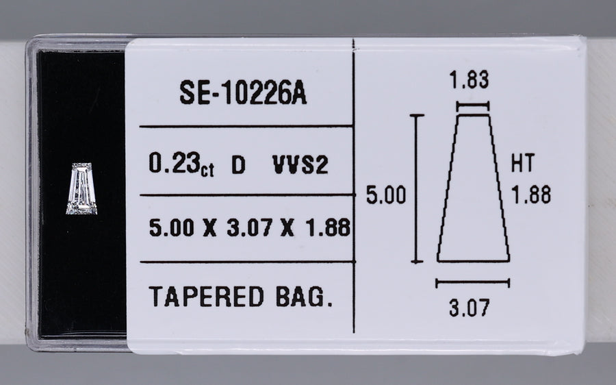 0.23 Carat Natural D VVS2 Tapered baguette Diamond SE-10226A
