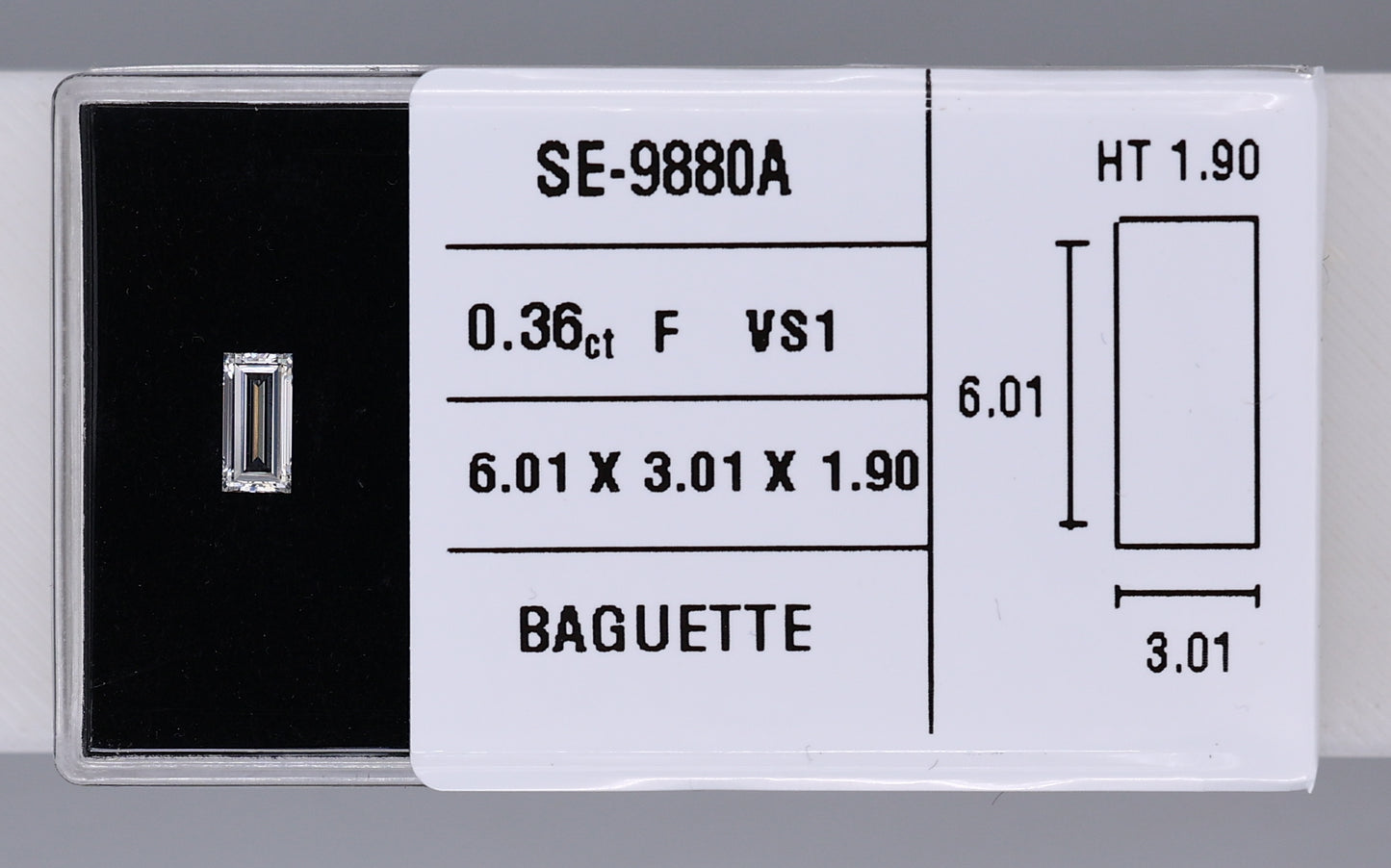 0.36 Carat Natural F VS1 Baguette Diamond SE-9880A