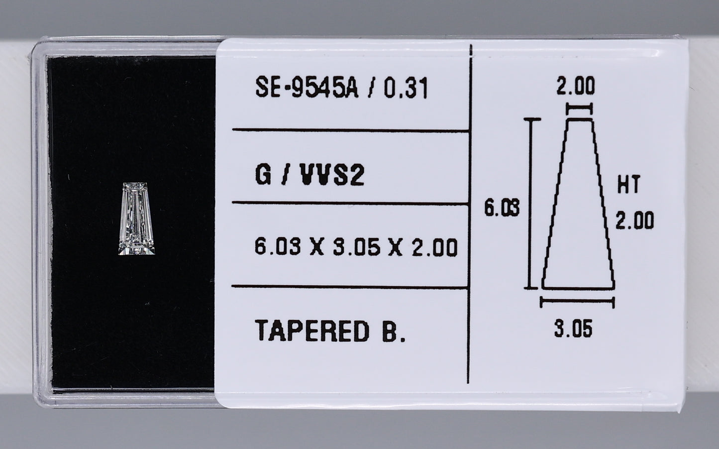 0.31 Carat Natural G VVS2 Tapered baguette Diamond SE-9545A