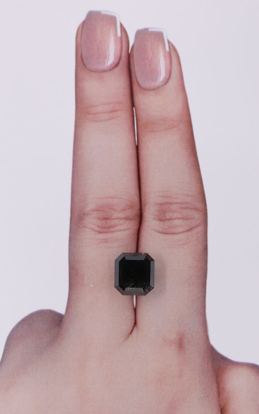 5.69 Carat Natural Fancy Black Sq emerald Diamond SE-9809