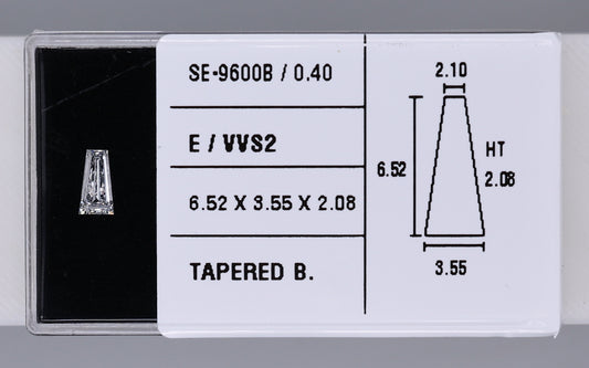 0.40 Carat Natural E VVS2 Tapered baguette Diamond SE-9600B