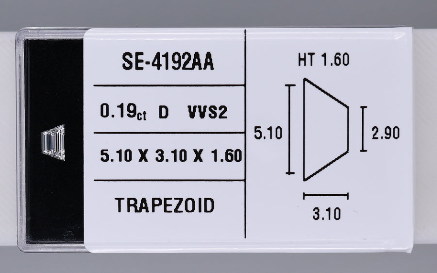 0.19 Carat Natural D VVS2 Trapezoid Diamond SE-4192AA