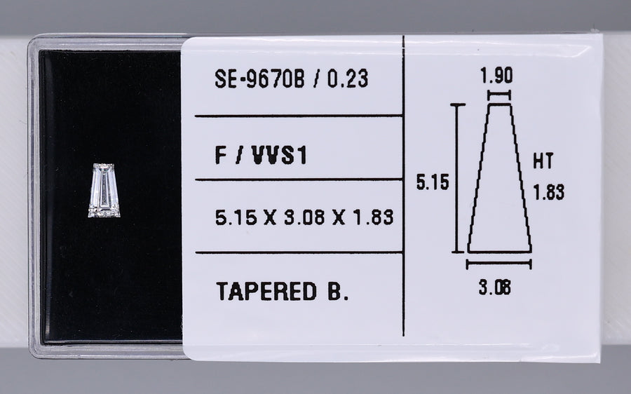 0.23 Carat Natural F VVS1 Tapered baguette Diamond SE-9670B