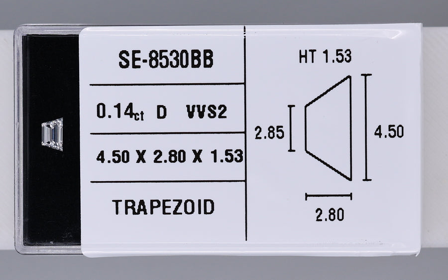 0.14 Carat Natural D VVS2 Trapezoid Diamond SE-8530BB