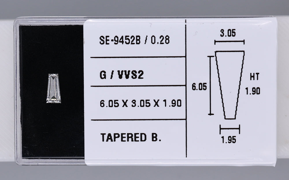 0.28 Carat Natural G VVS2 Tapered baguette Diamond SE-9452B