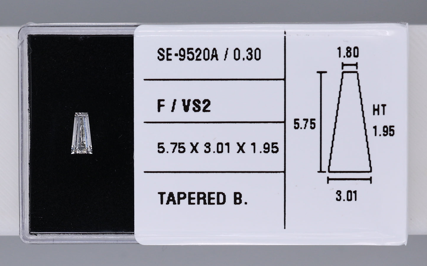 0.30 Carat Natural F VS2 Tapered baguette Diamond SE-9520A