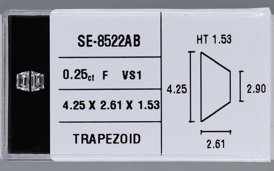 0.25 Carat Natural F VS1 Trapezoid Diamond SE-8522AB