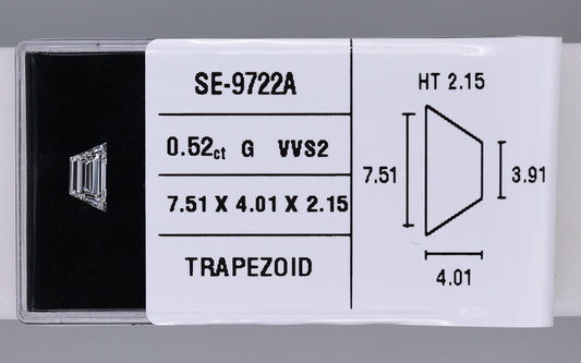 0.52 Carat Natural G VVS2 Trapezoid Diamond SE-9722A
