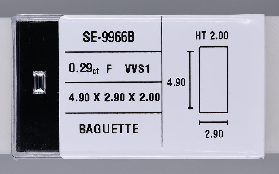 0.29 Carat Natural F VVS1 Baguette Diamond SE-9966B