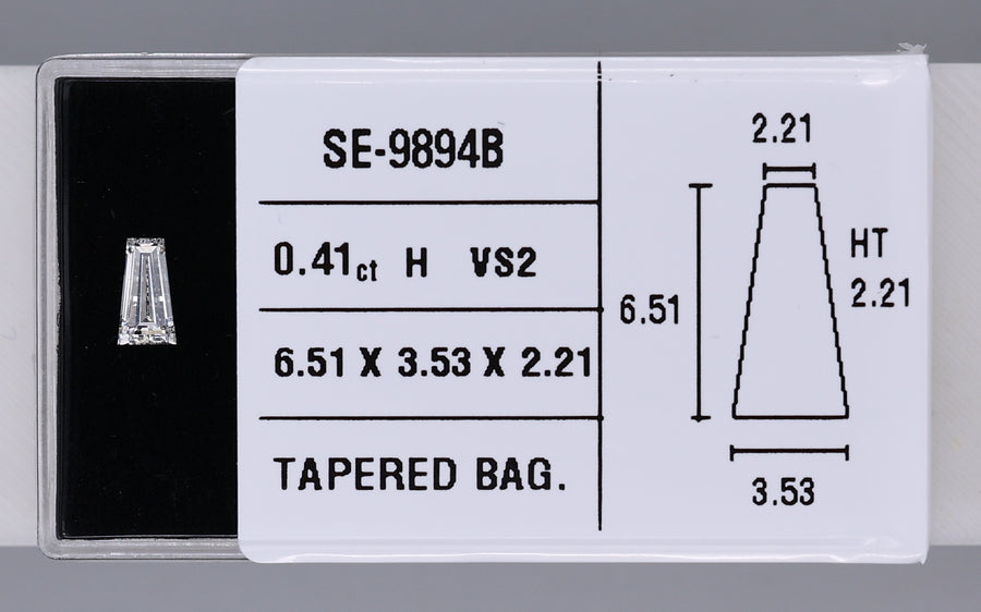 0.41 Carat Natural H VS2 Tapered baguette Diamond SE-9894B