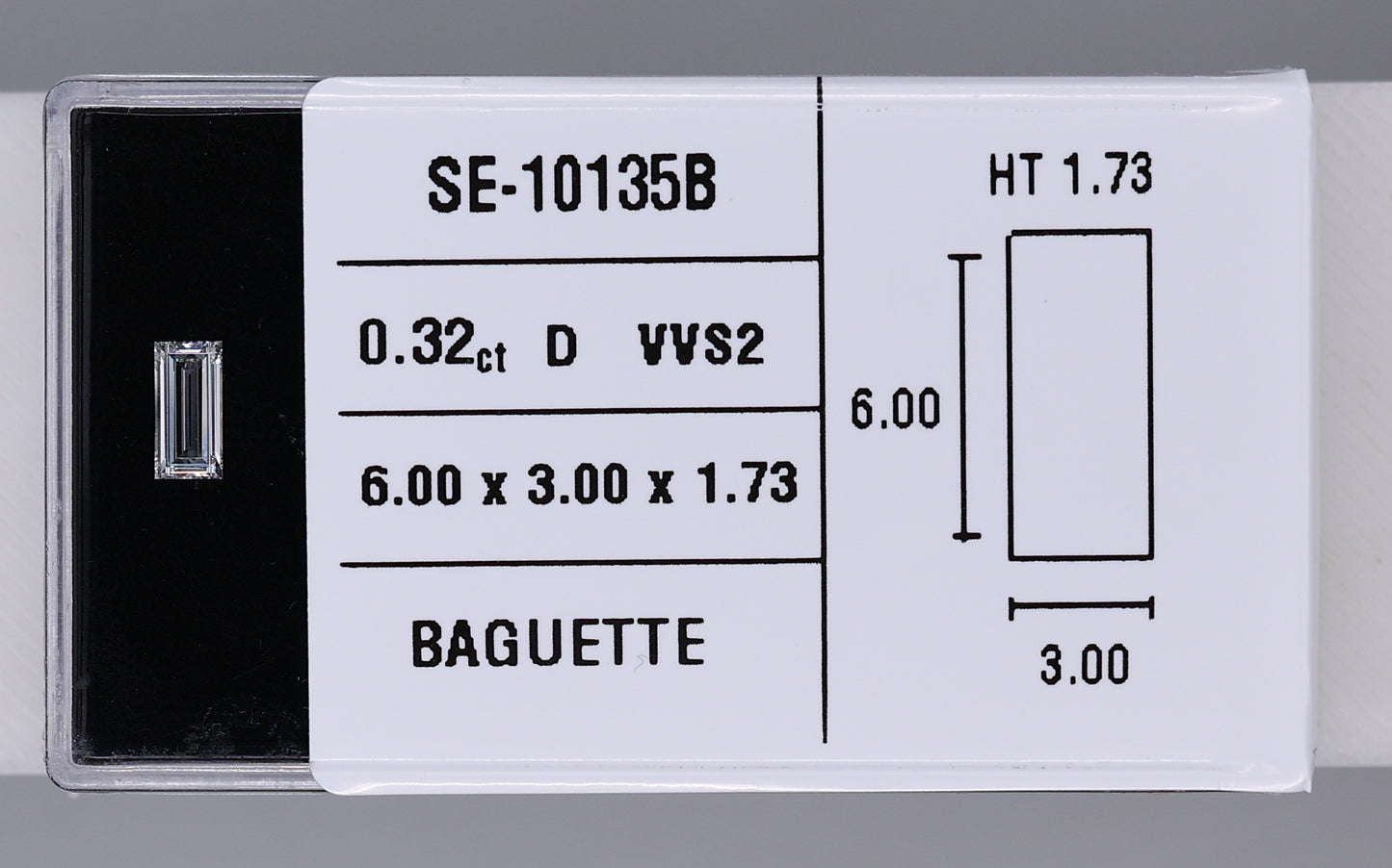 0.32 Carat Natural D VVS2 Baguette Diamond SE-10135B