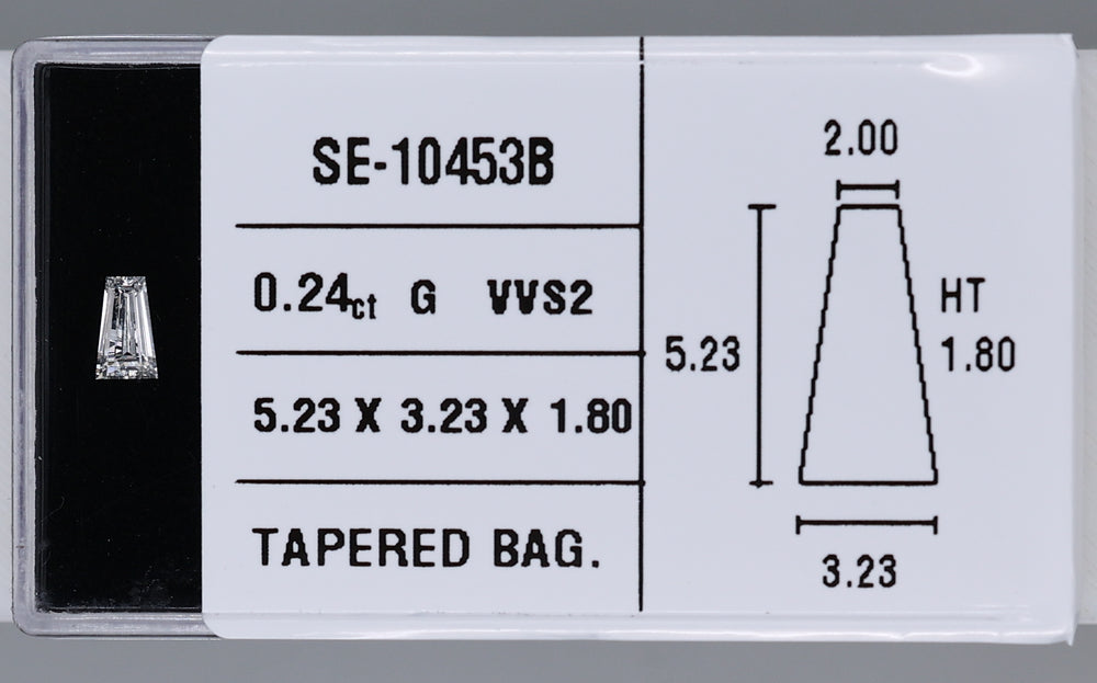 0.24 Carat Natural G VVS2 Tapered baguette Diamond SE-10453B