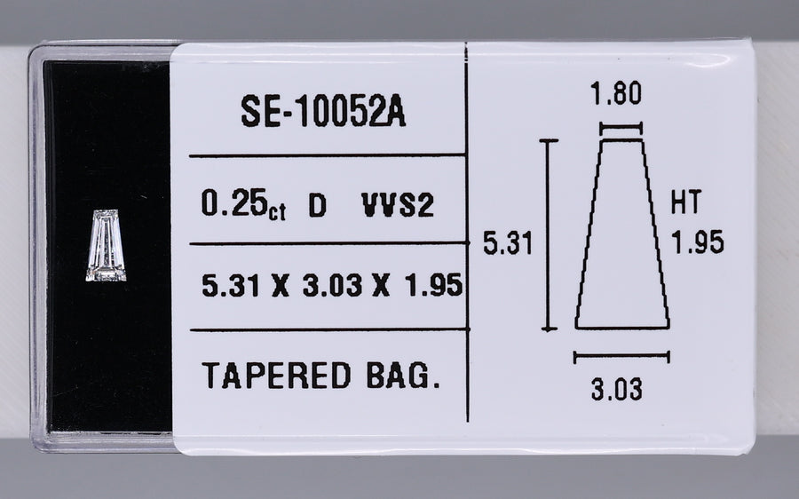 0.25 Carat Natural D VVS2 Tapered baguette Diamond SE-10052A