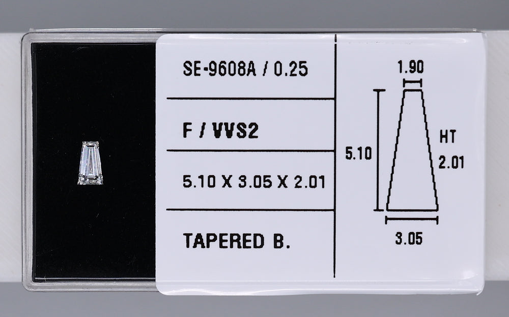 0.25 Carat Natural F VVS2 Tapered baguette Diamond SE-9608A