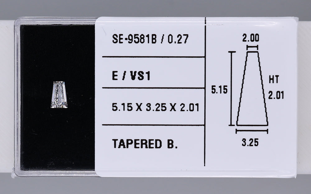 0.27 Carat Natural E VS1 Tapered baguette Diamond SE-9581B