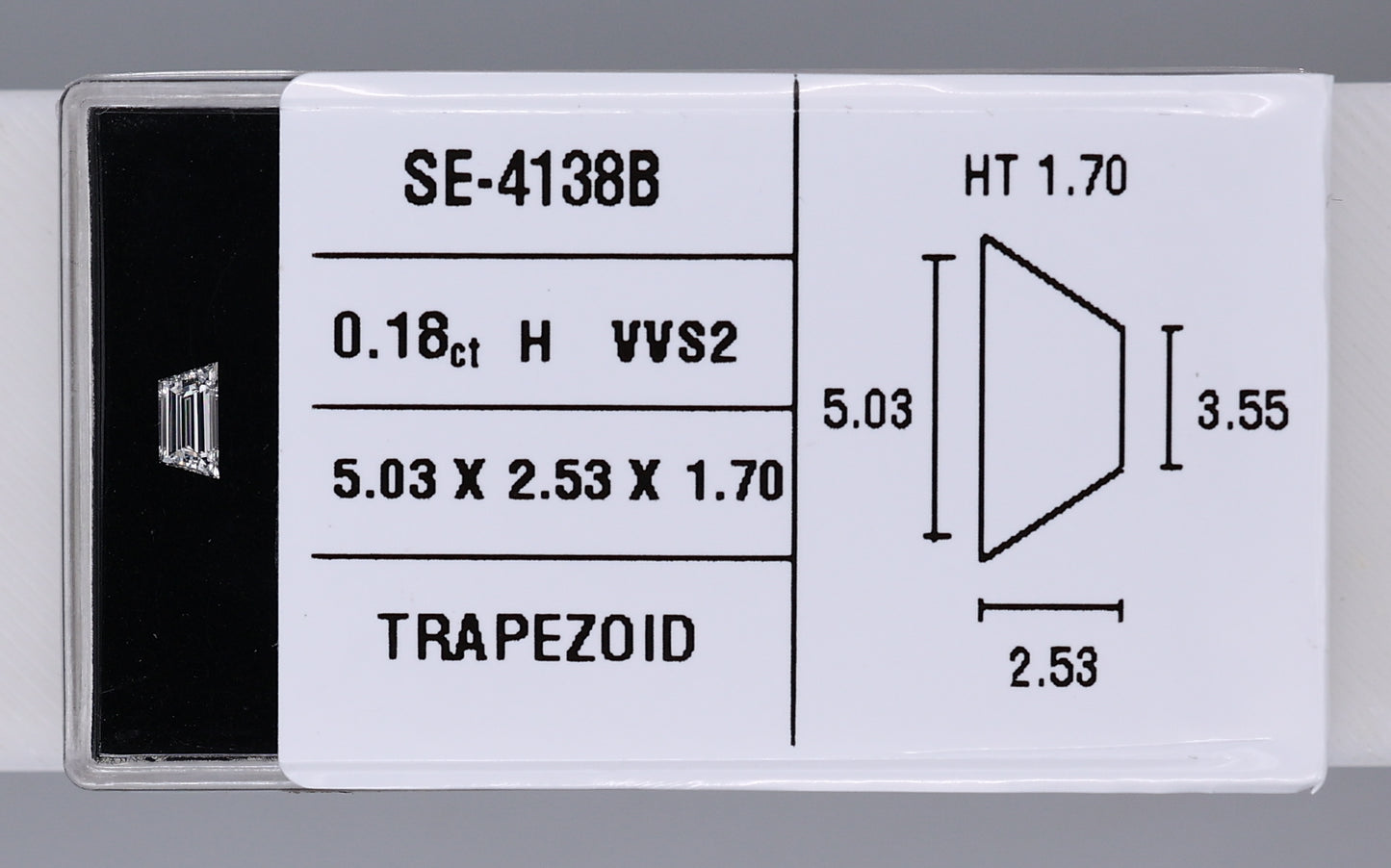 0.18 Carat Natural H VVS2 Trapezoid Diamond SE-4138BB