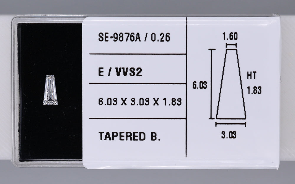 0.26 Carat Natural E VVS2 Tapered baguette Diamond SE-9876A