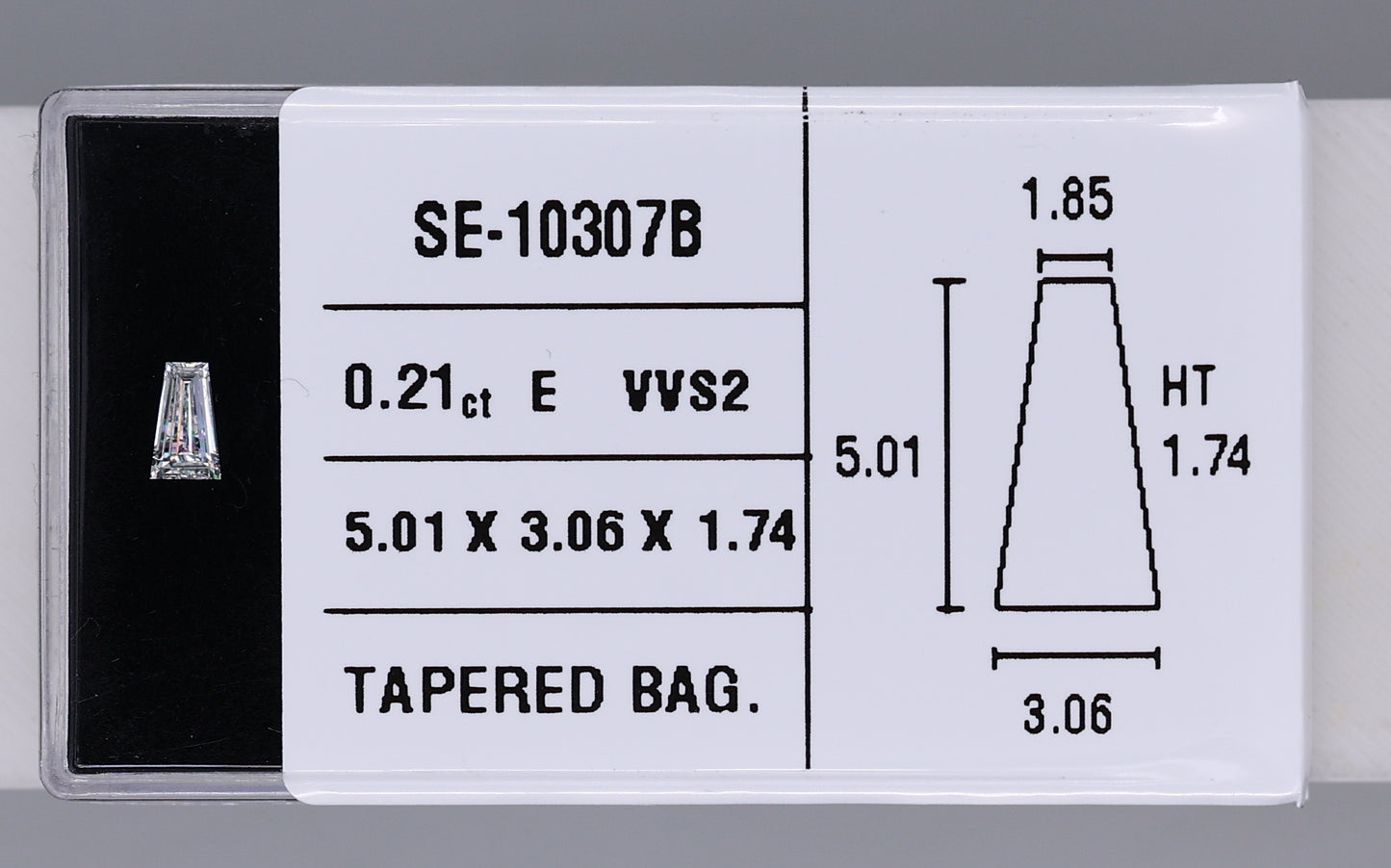 0.21 Carat Natural E VVS2 Tapered baguette Diamond SE-10307B