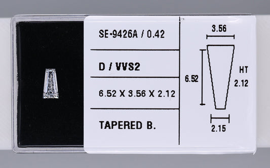 0.42 Carat Natural D VVS2 Tapered baguette Diamond SE-9426A