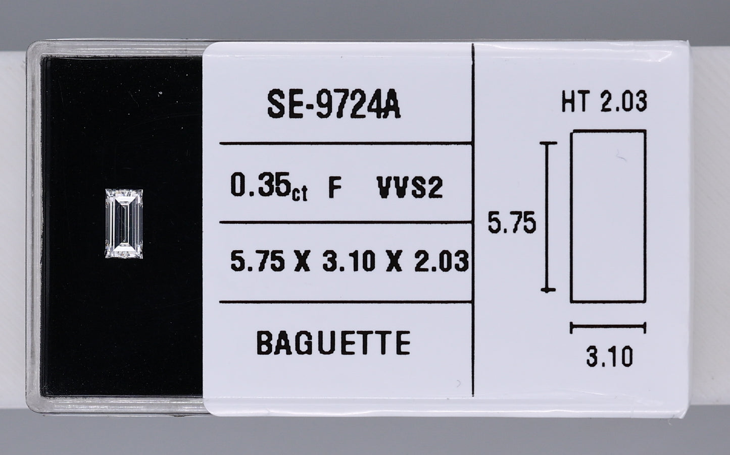 0.35 Carat Natural F VVS2 Baguette Diamond SE-9724A