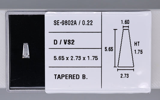 0.22 Carat Natural D VS2 Tapered baguette Diamond SE-9802A