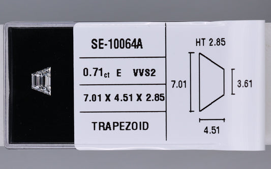 0.71 Carat Natural E VVS2 Trapezoid Diamond SE-10064A