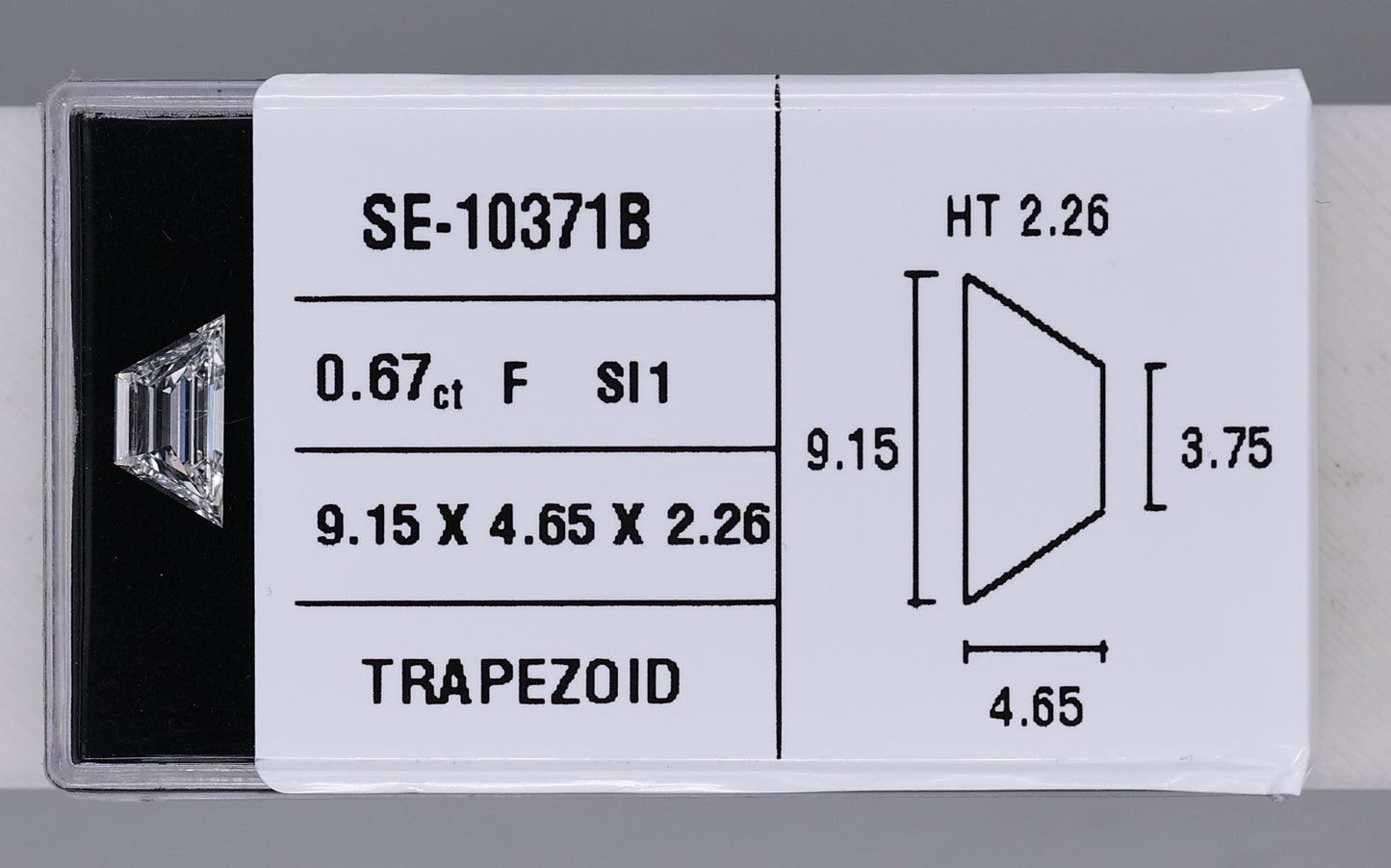 0.67 Carat Natural F SI1 Trapezoid Diamond SE-10371B