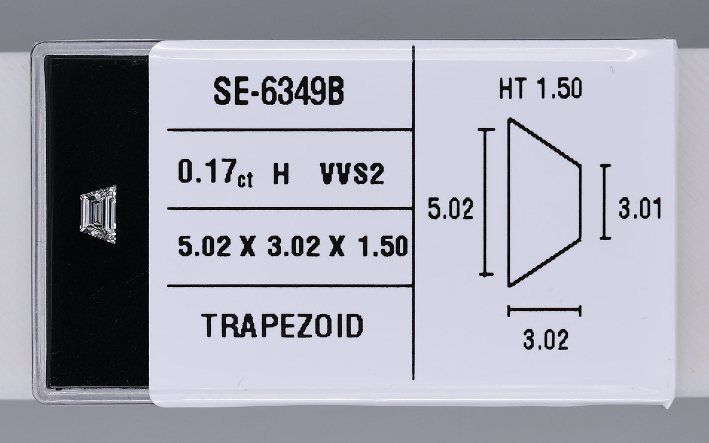 0.17 Carat Natural H VVS2 Trapezoid Diamond SE-6349BBB