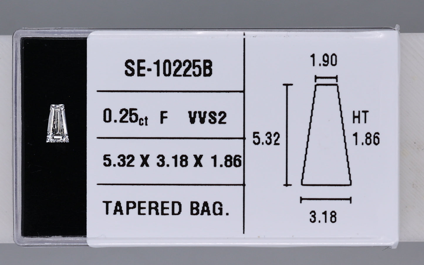 0.25 Carat Natural F VVS2 Tapered baguette Diamond SE-10225B