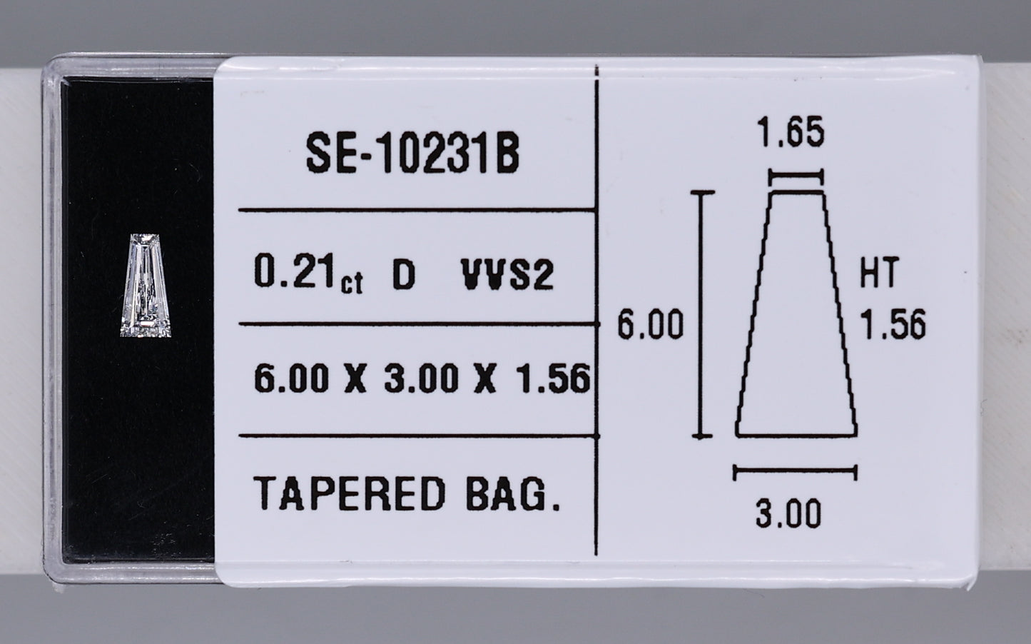 0.21 Carat Natural D VVS2 Tapered baguette Diamond SE-10231B