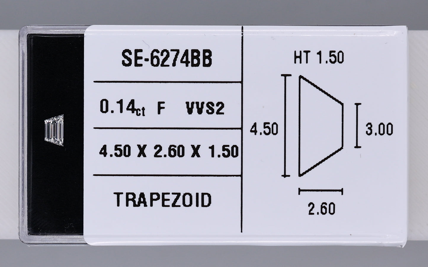 0.14 Carat Natural F VVS2 Trapezoid Diamond SE-6274BB