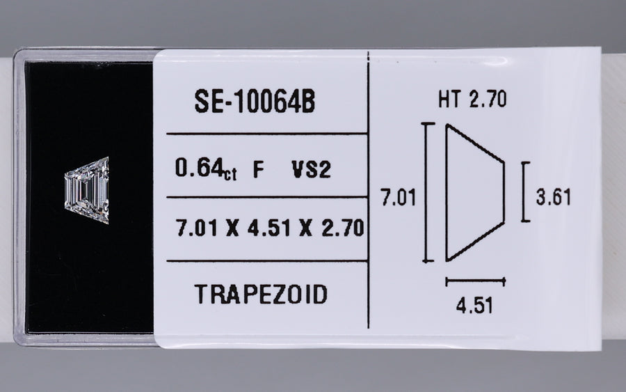 0.64 Carat Natural F VS2 Trapezoid Diamond SE-10064B