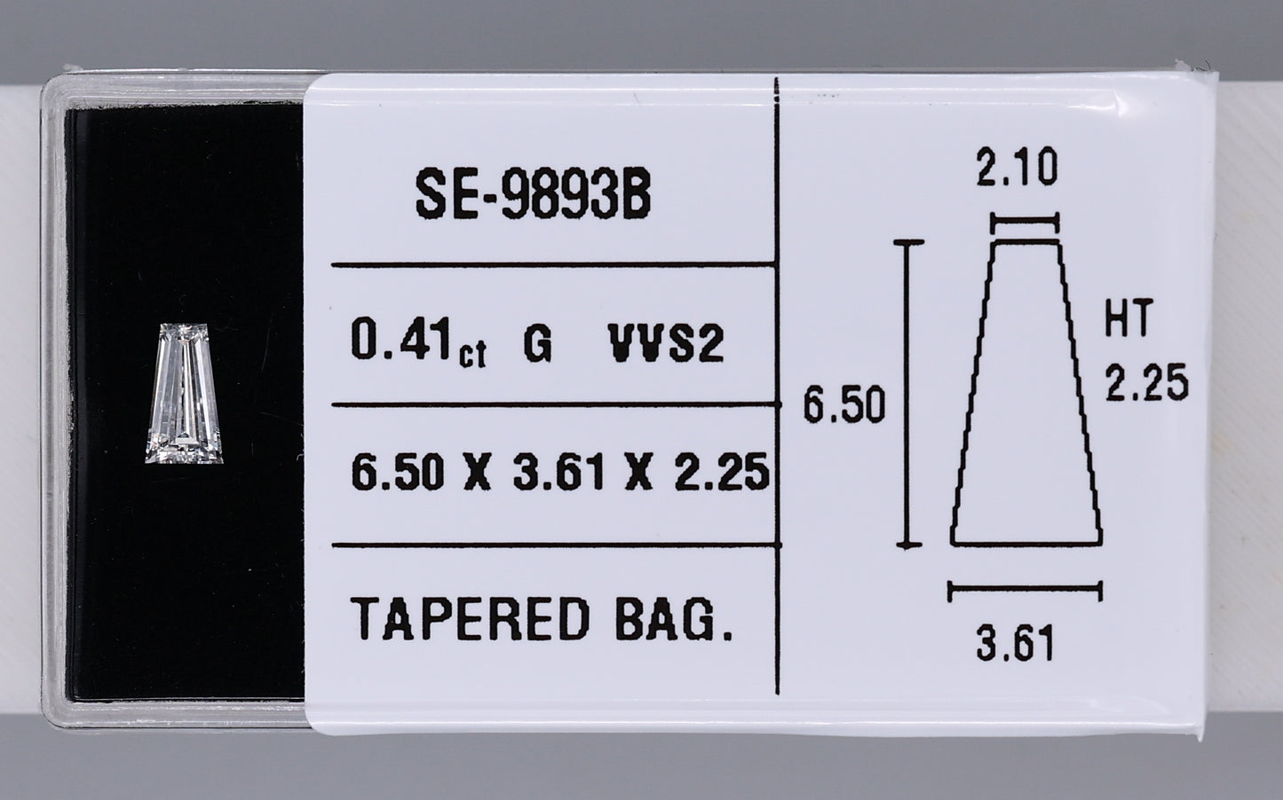 0.41 Carat Natural G VVS2 Tapered baguette Diamond SE-9893B