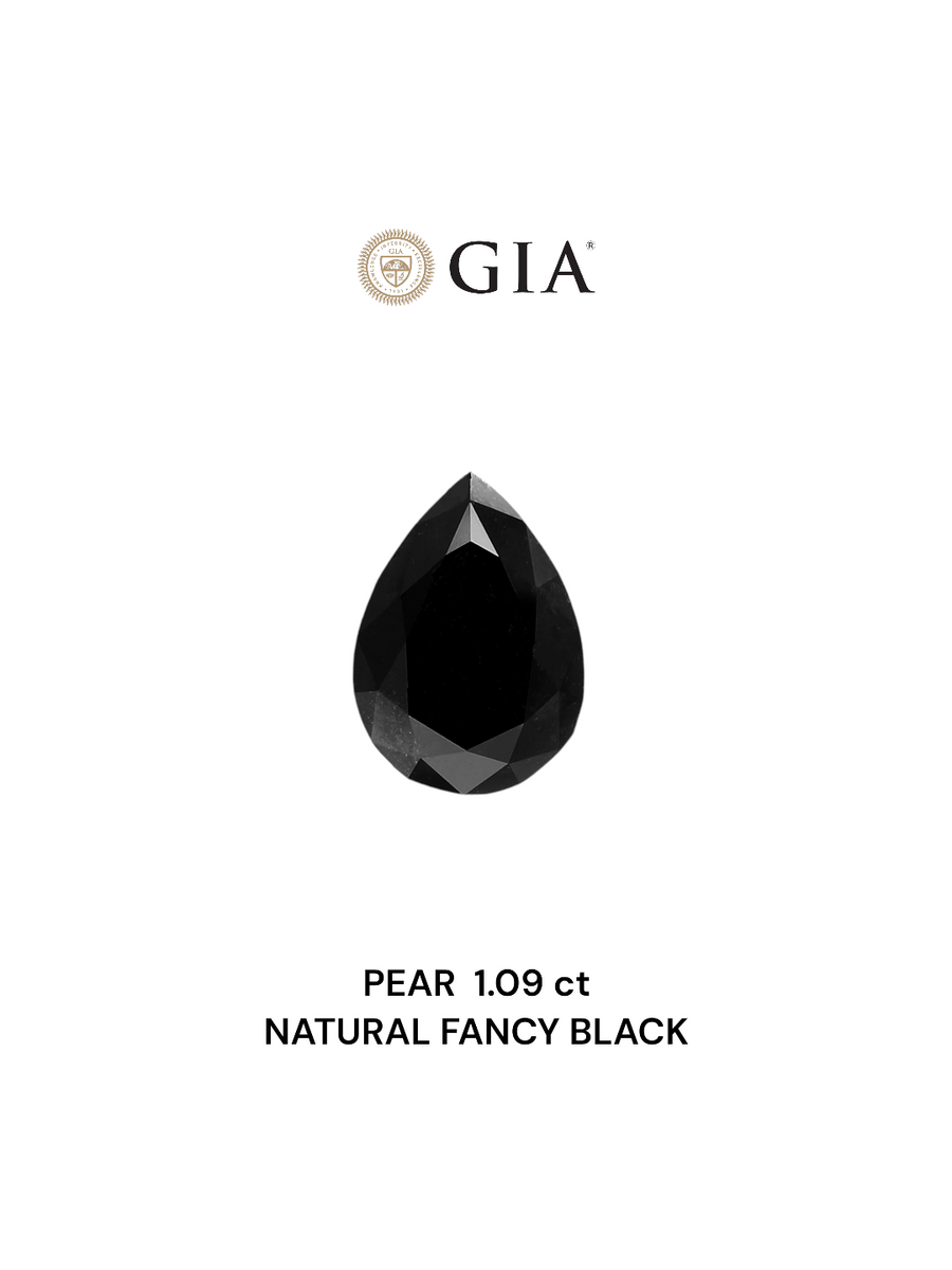GIA 1.09 Carat Natural Fancy Black Pear Diamond SE-5689GN