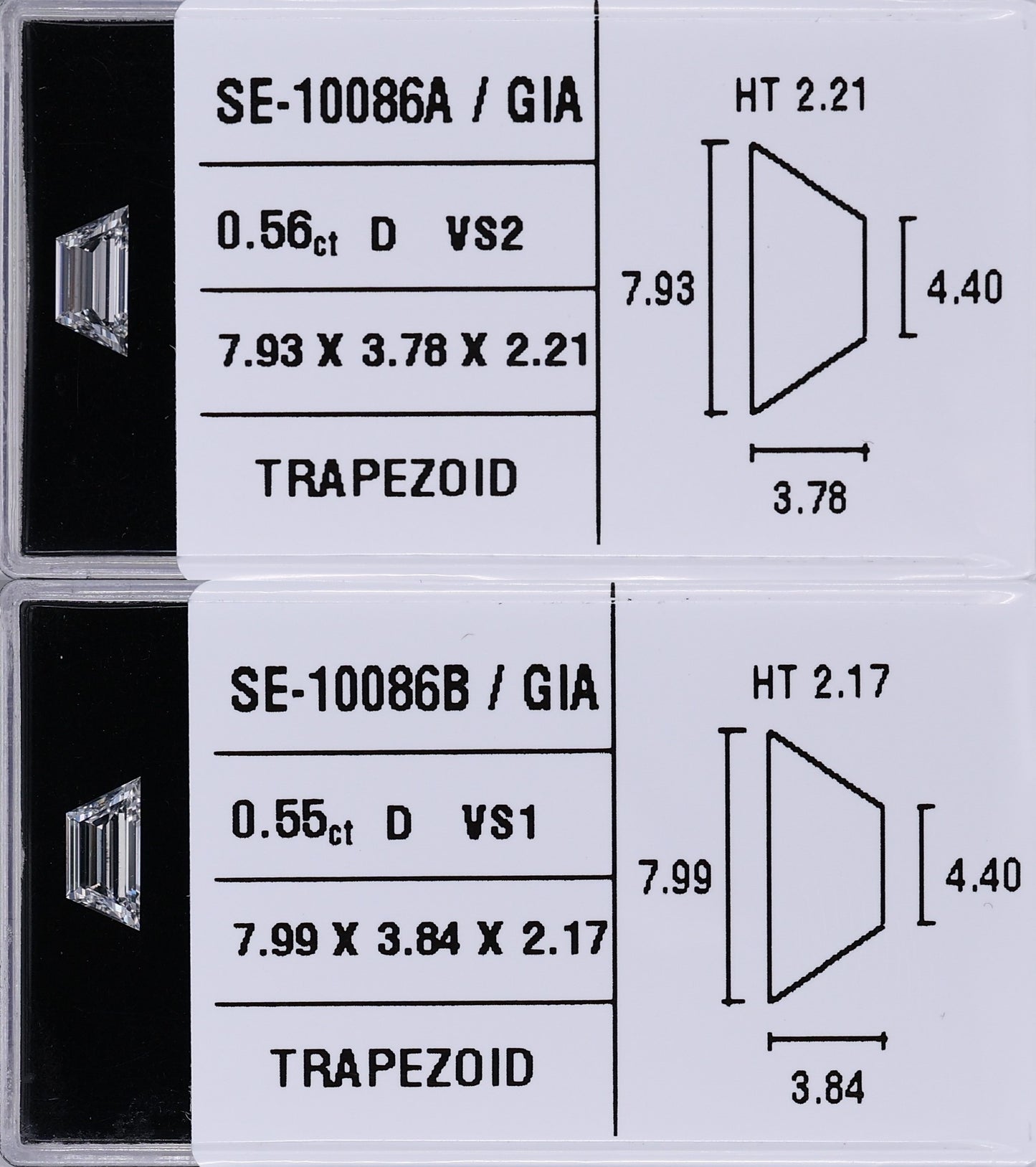 0.56 Carat Natural D VS2 Trapezoid Diamond SE-10086A
