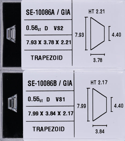 0.55 Carat Natural D VS1 Trapezoid Diamond SE-10086B