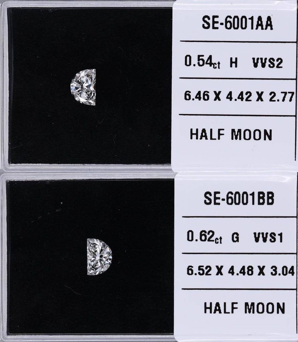 0.54 Carat Natural H VVS2 Half moon Diamond SE-6001AA