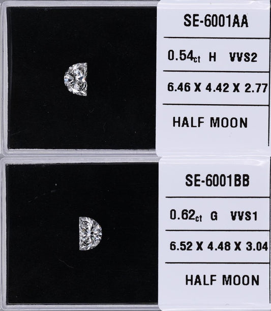 0.62 Carat Natural G VVS1 Half moon Diamond SE-6001BB