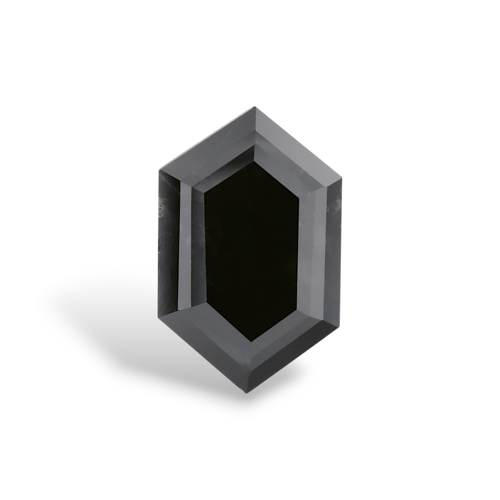 GIA 4.64 Carat Natural Fancy Black Hexagonal Diamond SE-8740GN