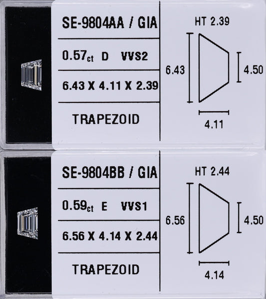 0.59 Carat Natural E VVS1 Trapezoid Diamond SE-9804BB